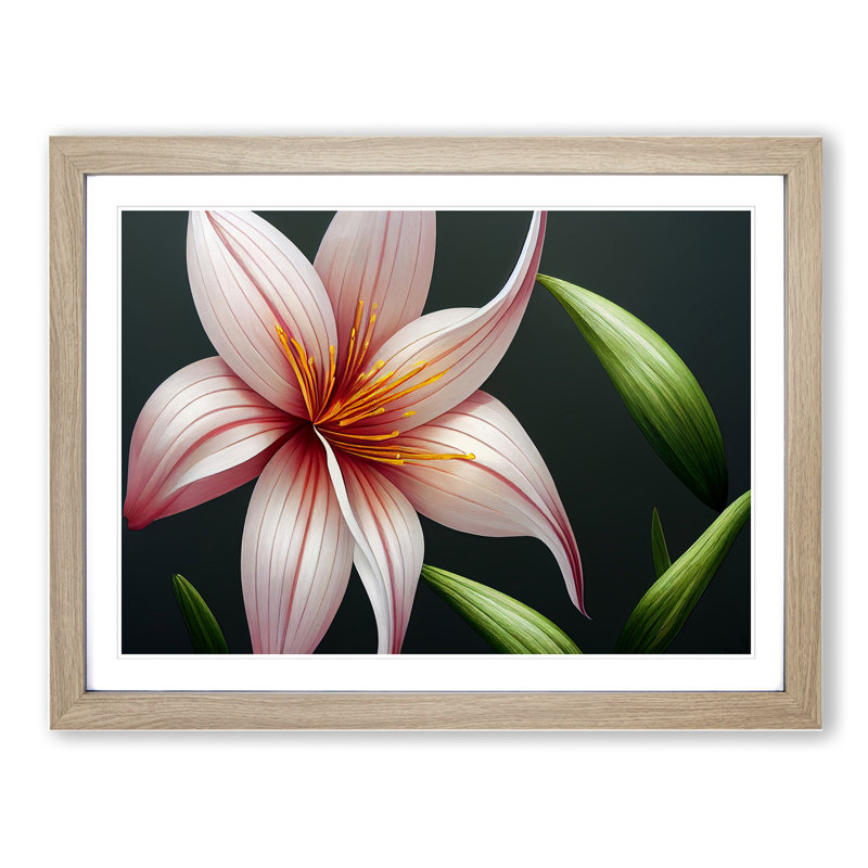 Futuristic Lily Flower Vol.4 - Single Picture Frame Print, Oak Framed, 34cm H x 46cm W x 2cm D