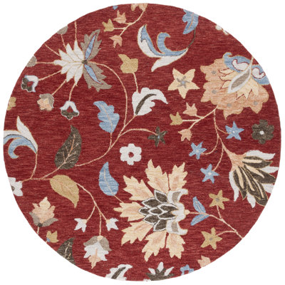 Jardin Handtufted Wool Cotton Floral Rug in Red/Orange
