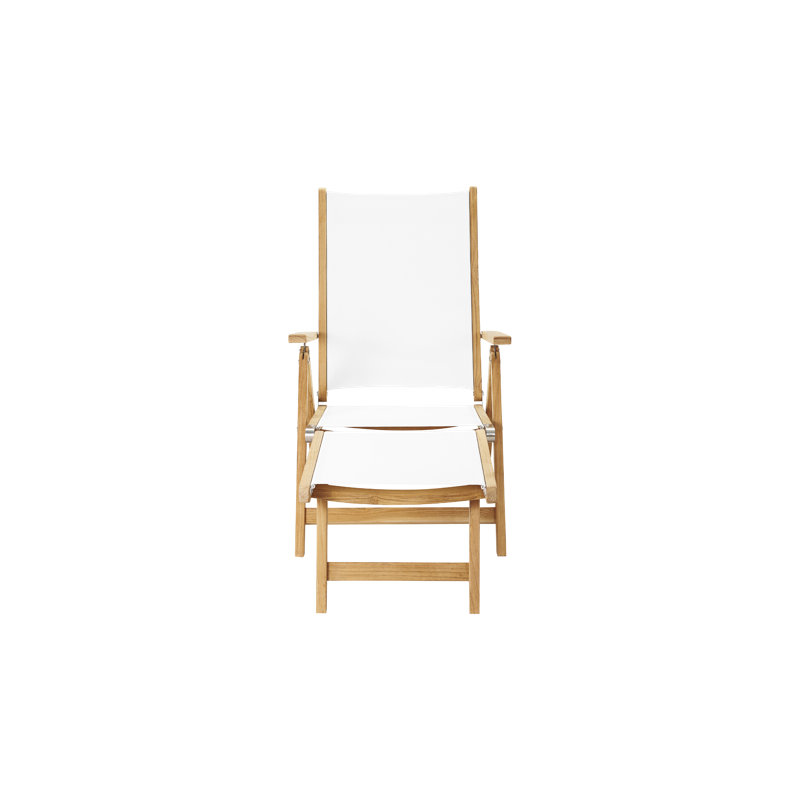 Aquitania Teak Outdoor Folding Lounge Deck Chair In Black, White