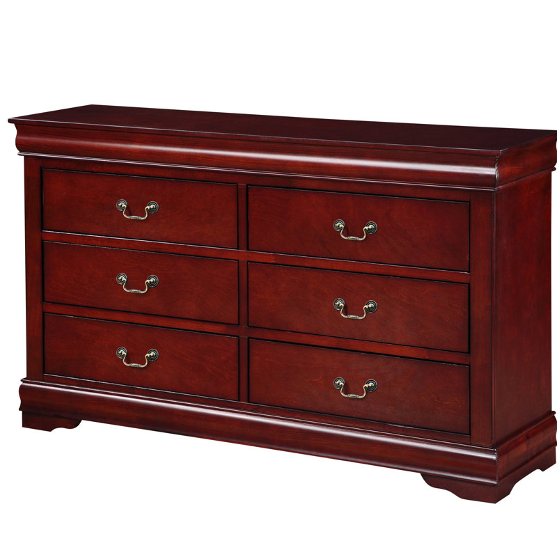 Commode 6 tiroirs Louis Philippe, finition cerisier, Cerisier