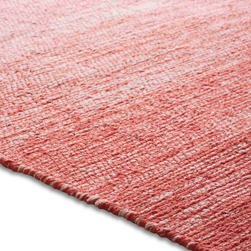 Tapis rose en coton tissé à plat à la main Abbott, Rectangle 7 pi 3 po x 9 pi 3 po