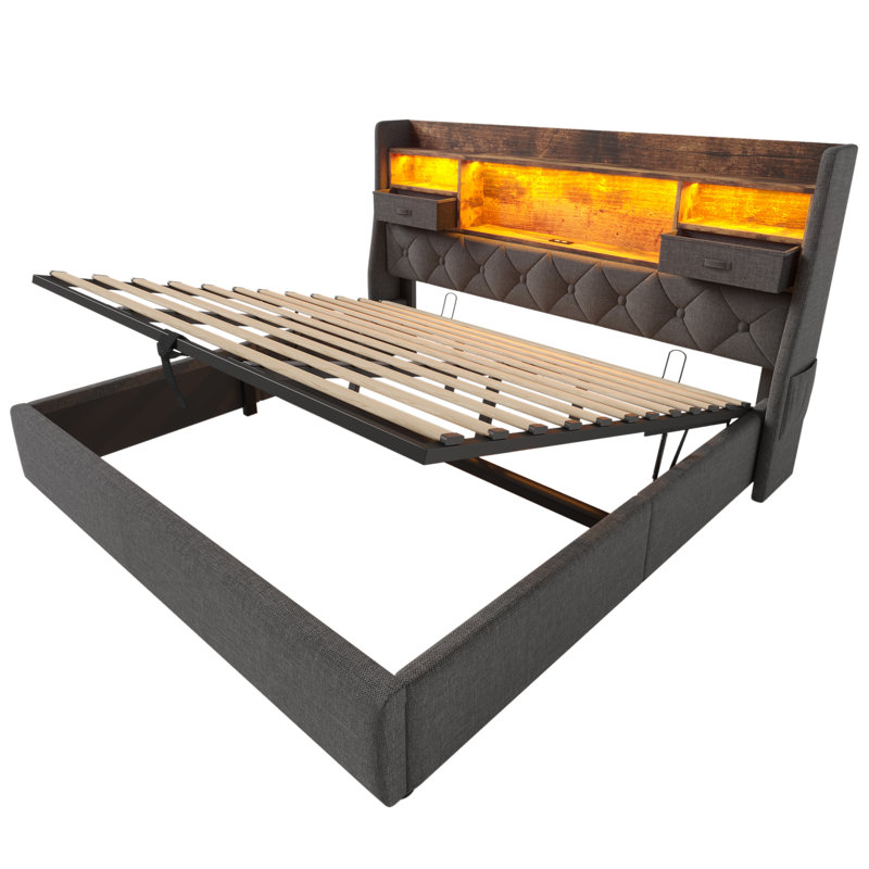 Upholstered Ottoman Storage Bed, Super King (6')