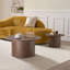 Ensemble de 2 tables gigognes rondes classiques en MDF brun pour le salon, style traditionnel