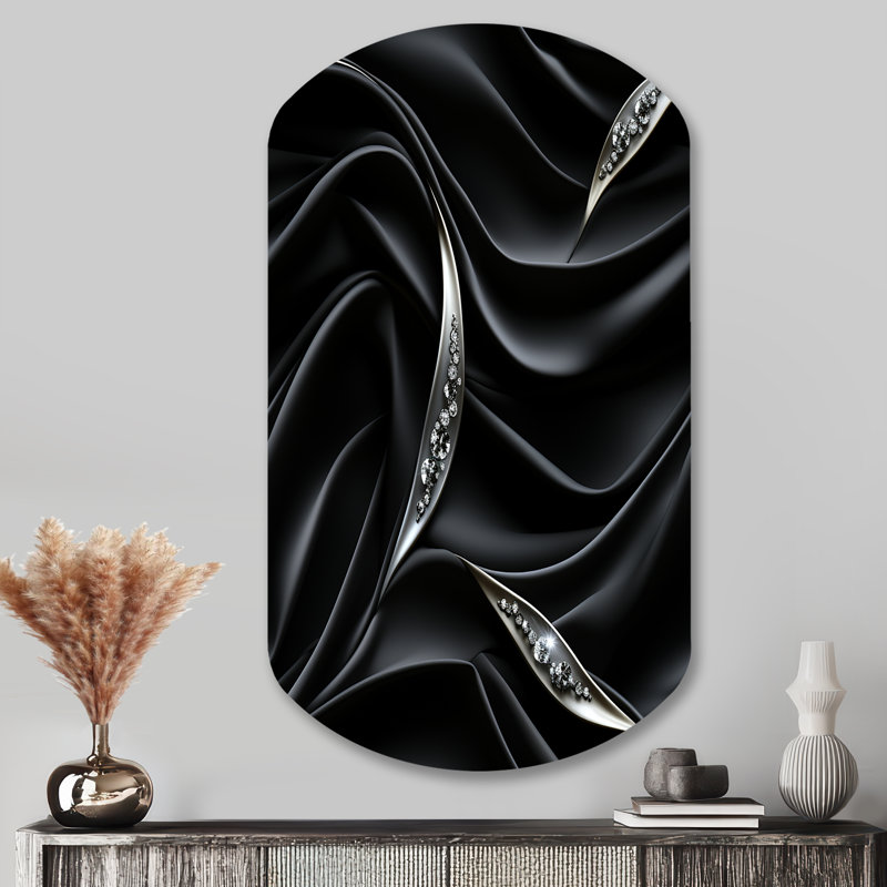 Aurore - reproduction d'art asymétrique abstraite en métal sur cylindre noir, H 38 po x l 18 po