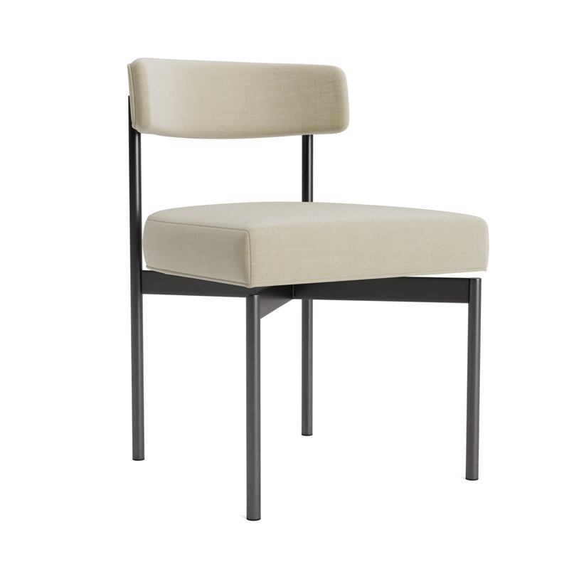 Remy Upholstered Dining Chair, Performance Linen - Flax, Pewter