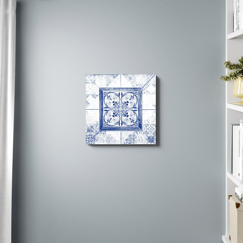 Indigo Geometric Design - reproduction d'art sur toile, H 20 po x l 20 po