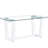 Chic White And Tempered Glass Rectangular Table, Seating 6-8 Individuals Elegant Table With Structure, Fits Persons