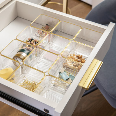 Martha Stewart Kerry Plastic Stacking Desk Drawer Organizers - 3" x 3"