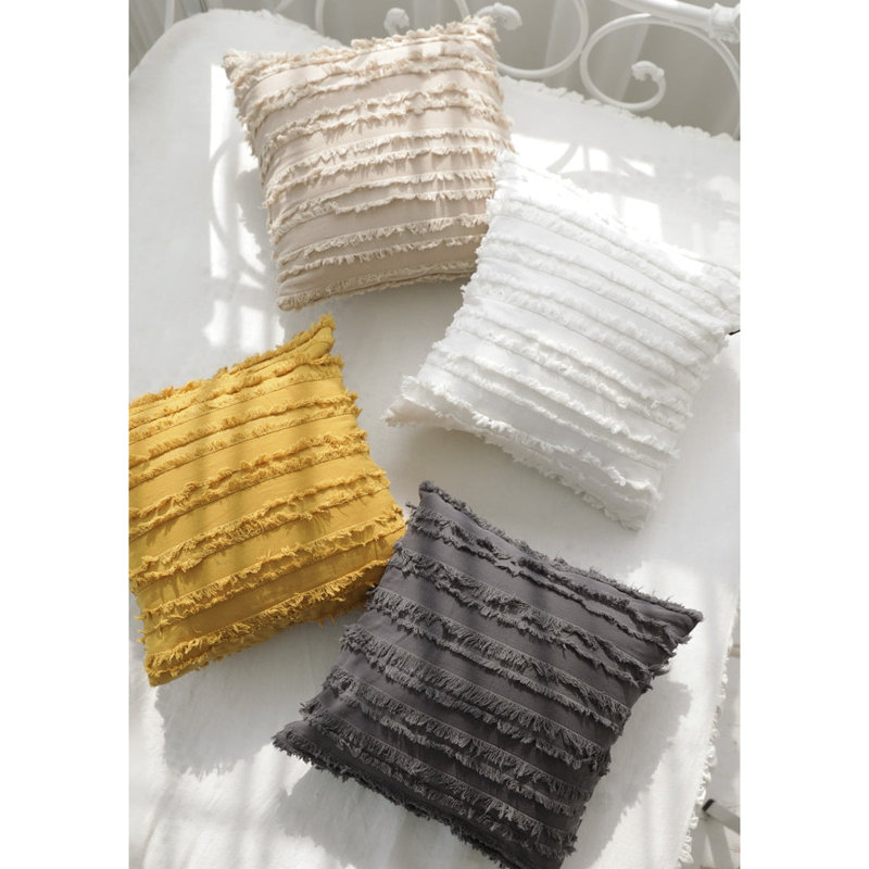 Cotton Reversible Pillow Cover, 19.68"H x 19.68"W, Gray