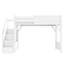 Lit mezzanine simple en bois massif avec garde-robe intégré, tablettes de rangement, garde-corps pleine longueur et escalier, blanc-1481846480-1481846483