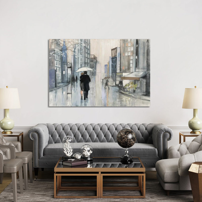 Spring Rain New York Neutral by Julia Purinton - Wrapped Canvas Painting, 152.5 cm H x 101.5 cm W