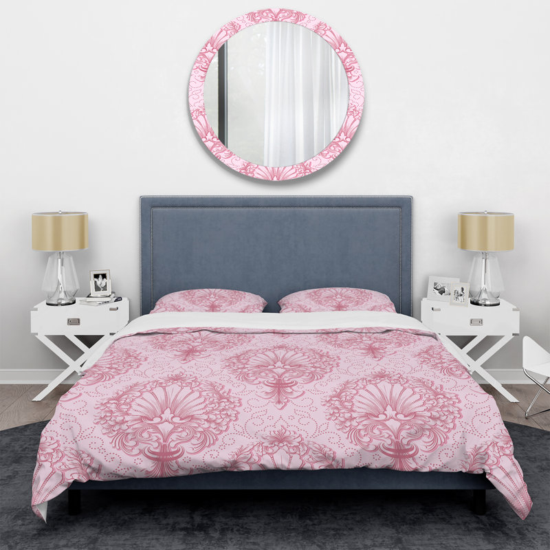 Ensemble de housse de couette en microfibre rose / rose foncé 3 pièces, Housse de couette pour grand lit et 2 taies décor