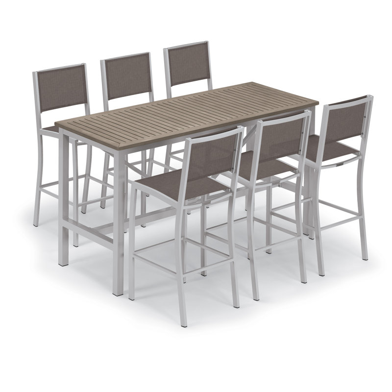 Travira Aluminum Bar Table, Teakwood Vintage