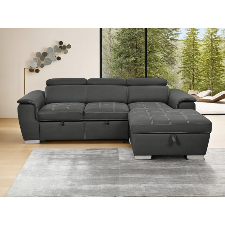 Noorjahan 96.5'' L Shape Sectional Sleeper Sofa 2 in 1 Convertible Sectional Sofa with Storage Ottoman