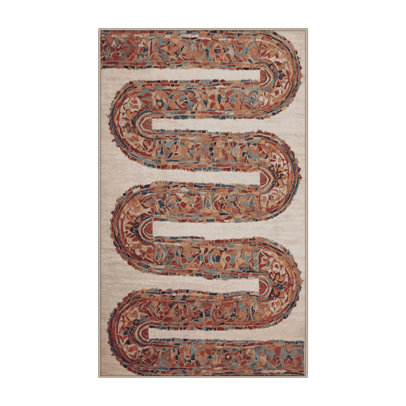 Machine Washable Brown Area Rug, Rectangle 5' x  7'