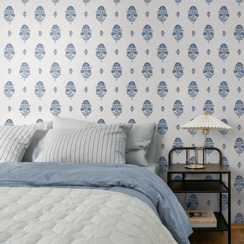 Papier peint adhésif non tissé mat à motif floral de qualité supérieure Nextwall, Blue
