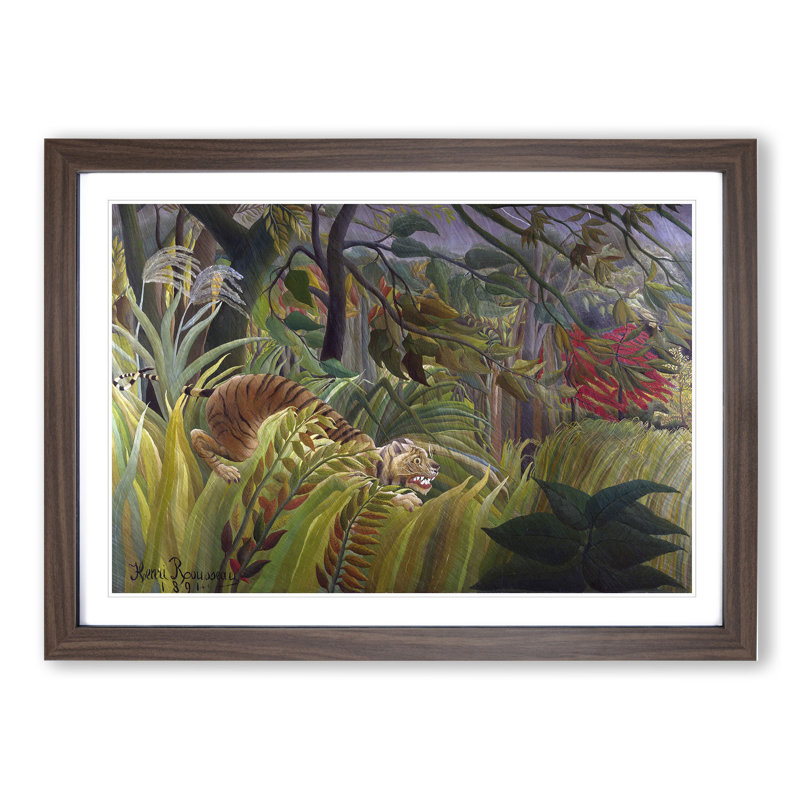 Surprise by Henri Rousseau - Picture Frame Painting, Walnut Framed, 36cm H x 48cm W x 2cm D