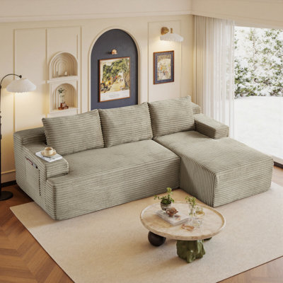 Boneless 96" Sectional Couches For Living Room Modern Modular L-Shape Cloud Sofa Compression-Boneless Deep Seat Couch With Chaise