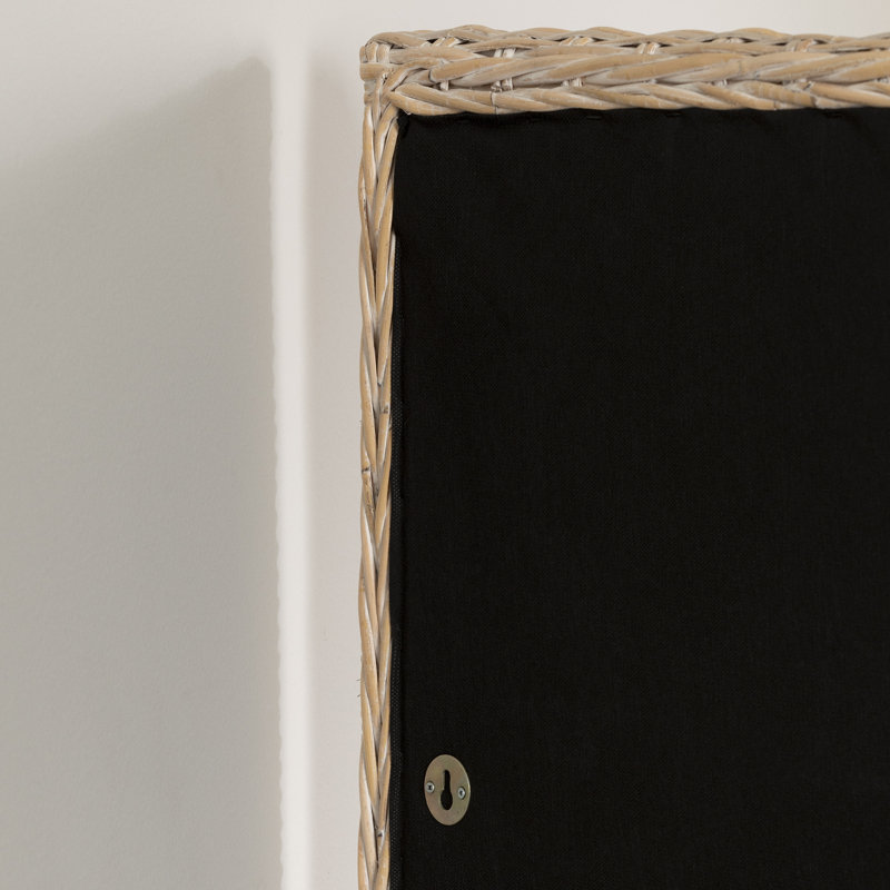 Queen White Washed Rattan Panel Headboard