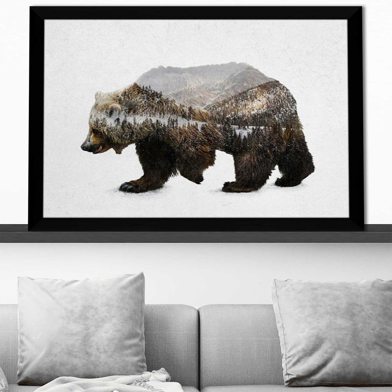 L'ours brun Kodiak par - impression, H 21,5 po x l 27,5 po x P 0,75 po, Cadre noir