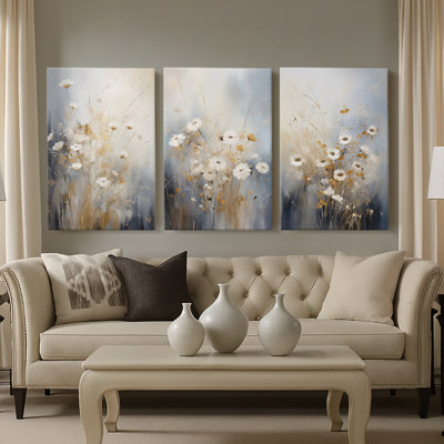 FLORAL Series CCCLIX  -Custom Wrapped Gallery Canvas - 3 Pieces