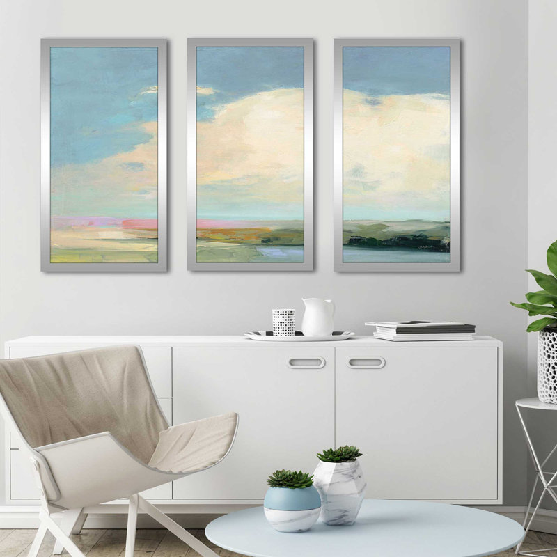 «Colorful Horizon II», peinture sur cadre 3 pièces, L 52,5 po x H 33,5 po x P 1 po