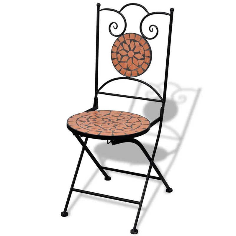 Ceramic Patio Folding Chair Folding Chair Set, Brown