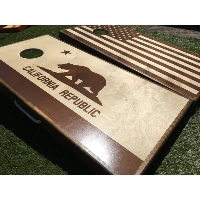 Drapeau de la Californie et des États-Unis teinté Cornhole