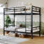 Lit superposé avec échelle et garde-corps haut, capable de se diviser, lit superposé en métal, espace de rangement, silencieux, taille simple sur simple, noir