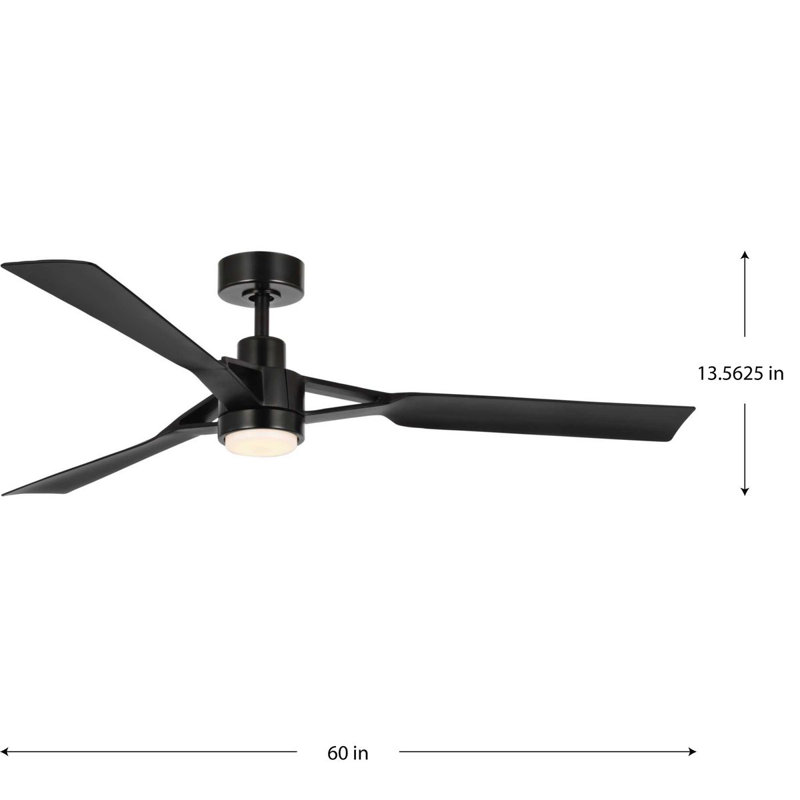 Belen 60'' Matte Black Ceiling Fan with LED Light