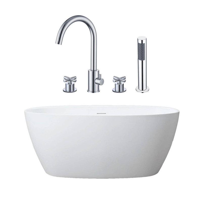 x 31.50'' Bathtub with Faucet, White/Chrome Drain/Fixtures