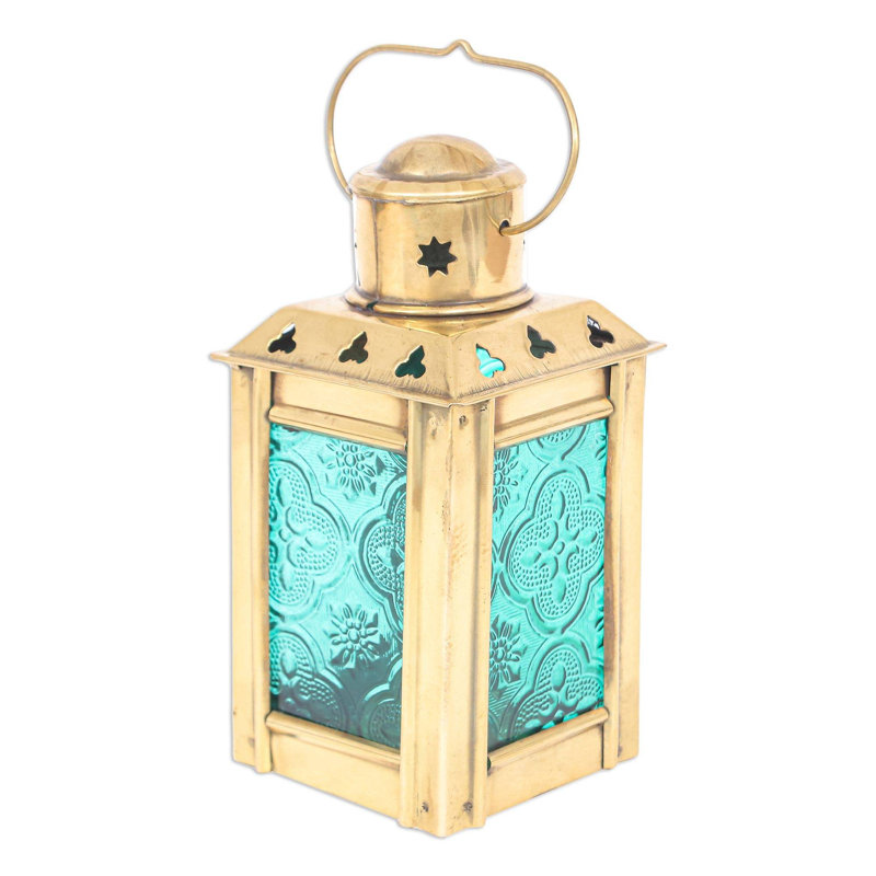 5.25'' H Glass Tabletop Tealight Holder with Candle Included, Green