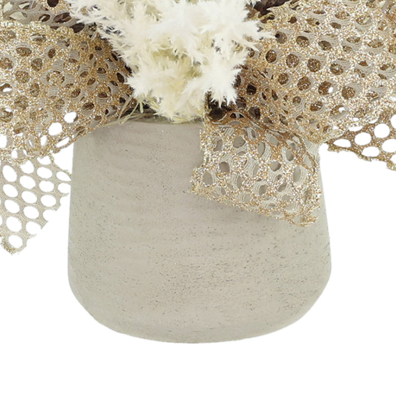Holiday Arrangement with Snowy Branches and Pinecones
