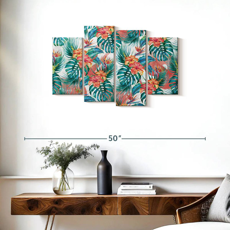 Feuillage tropical et fleurs Kerner, H 22 po x l 36 po