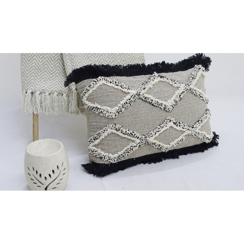 Bhawna's Fusion Fringed Cotton Blend Throw Pillow