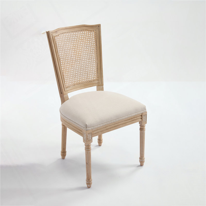 Chaises rembourrées avec dossier en T en rotin naturel