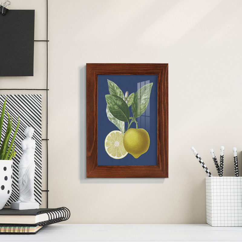 Xeden French Lemon On Navy II, reproduction d'art encadrée, H 7 po x l 5 po x P 1 po, Châtaigne