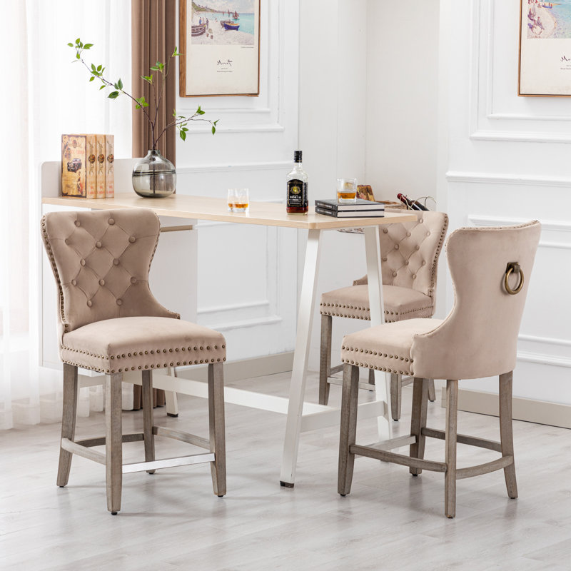 Tabouret de bar et de comptoir Kirsten, Tabouret de comptoir (siège d'une hauteur de 24 p, Gris, Taupe