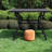 Modern Steel Slat Patio Table With Umbrella Hole, Outdoor Dining