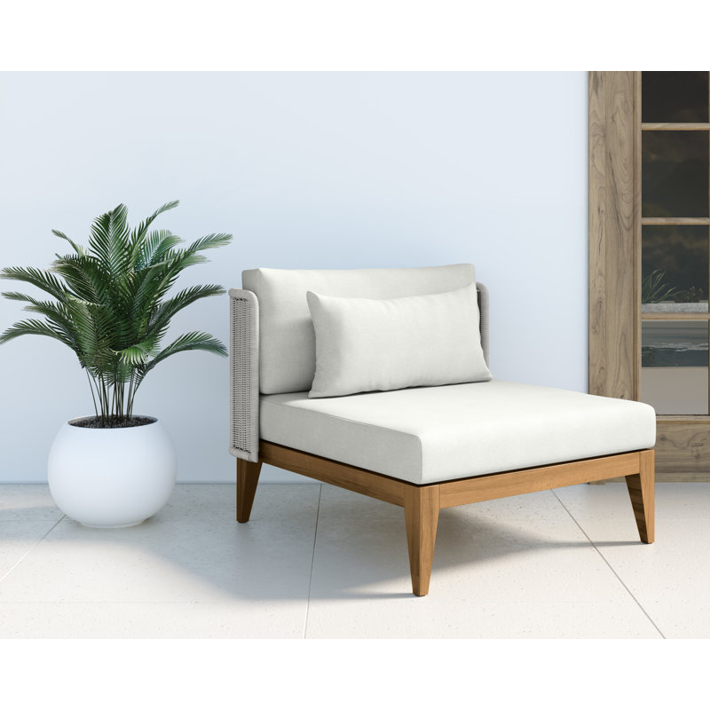 Ibiza Outdoor Teak Lounge Chair, Stinson White, Brown