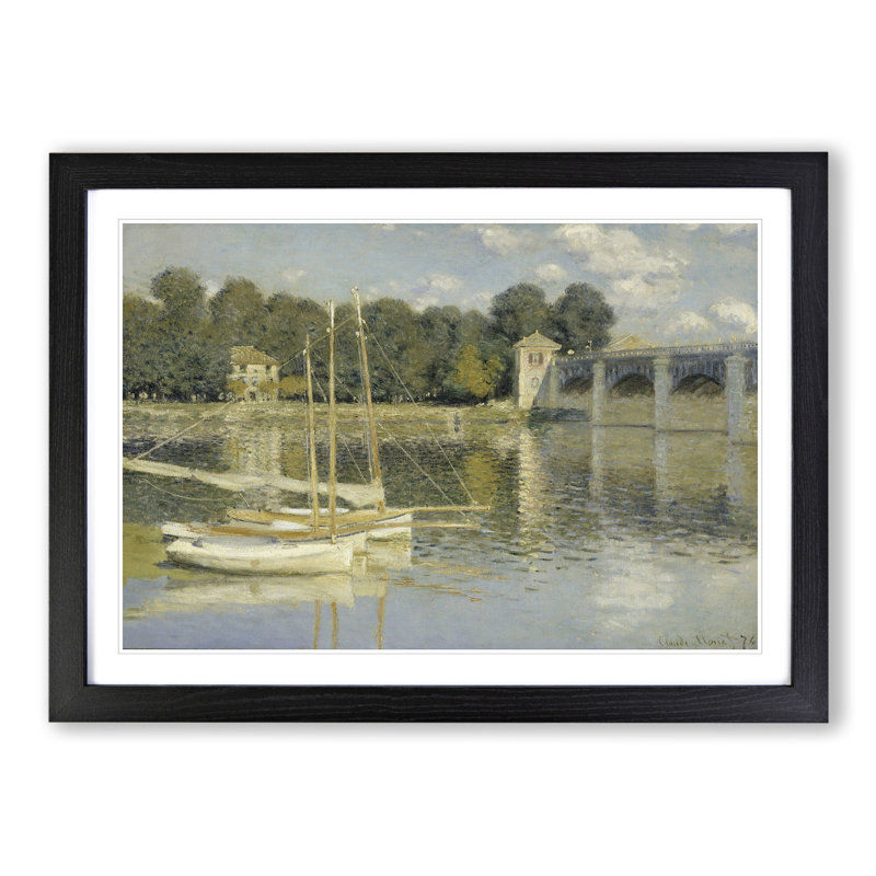 The Argenteuil Bridge by Claude Monet - Picture Frame Painting, 48cm H x 65cm W x 2cm D, Black