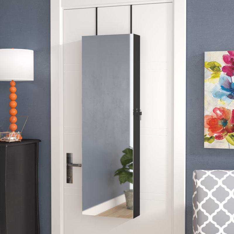 Armoire à bijoux avec miroir Michele, Blanc