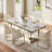 Modern White Faux Marble Dining Table with Double Pedestals Base Pre-Assembly-833936339