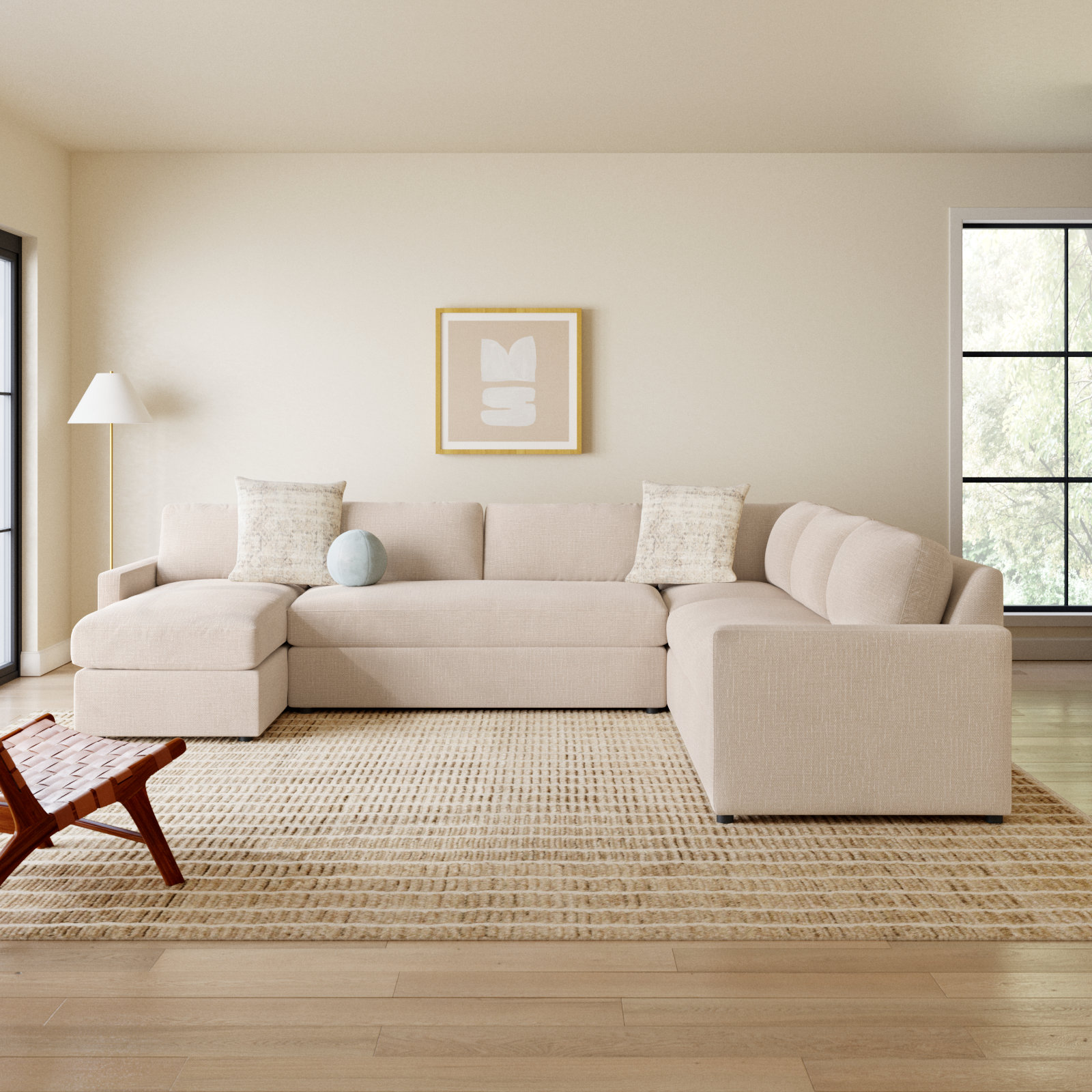 Damari Upholstered U-Sectional, Left Hand Facing, Andrew Slate Performance Chenille
