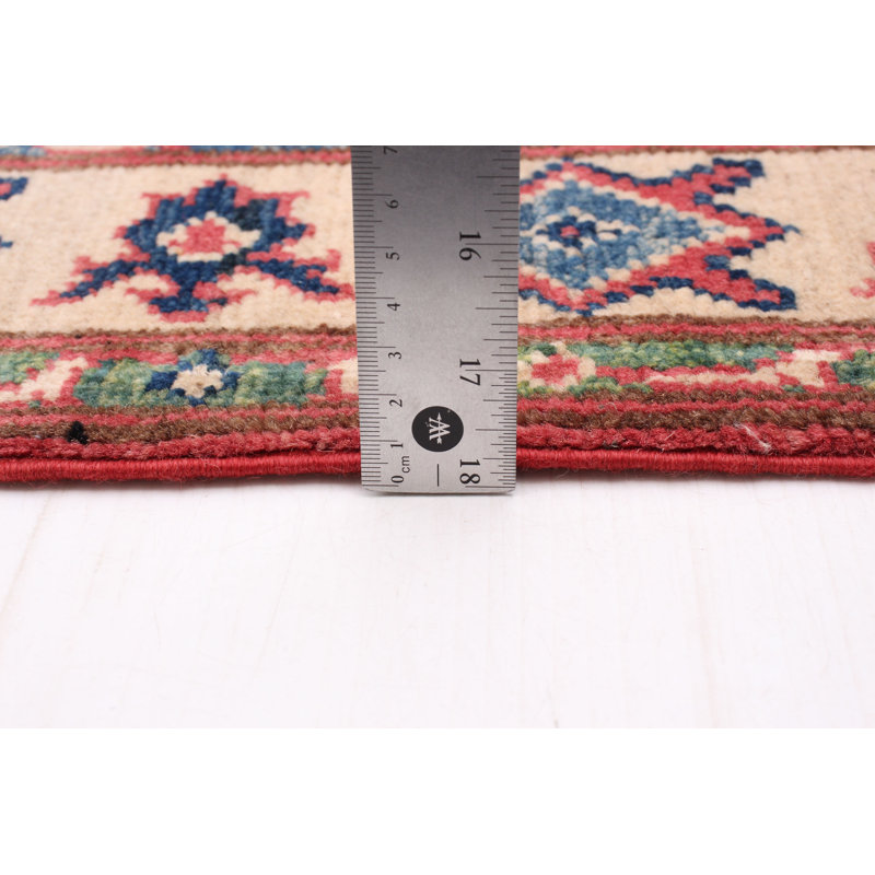 Tapis de couloir rouge en laine noué à la main de conception unique 2 pi 8 po x 10 pi Nouvel Âge Raffaele