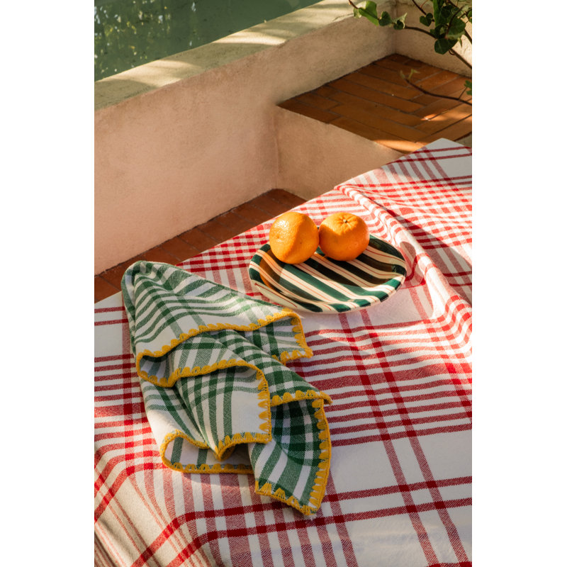 Trattoria Cotton Blend Square Napkin, Yellow/Red