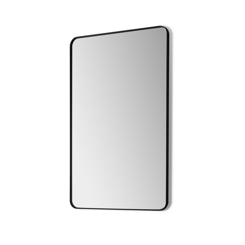 Metal Flat Wall Mirror, 36" H x 24" W, Black