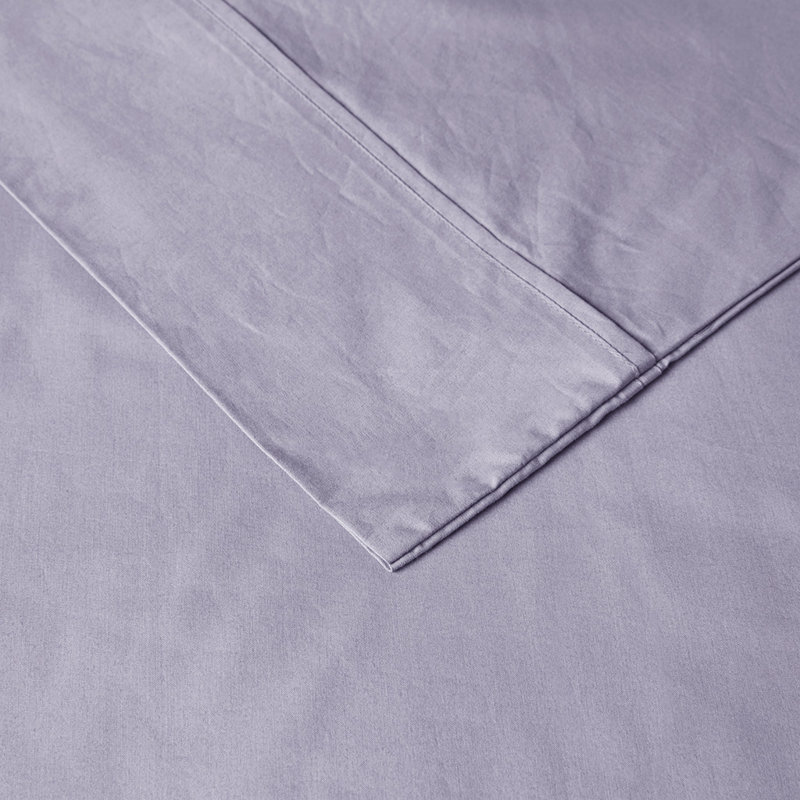Ensemble de draps en percale de coton à densité de tissage 200 fils Gracie Mills Clementine, Mauve