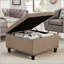 Grand repose-pieds carré avec rangement et pieds en bois, table basse rembourrée capitonnée-789053676