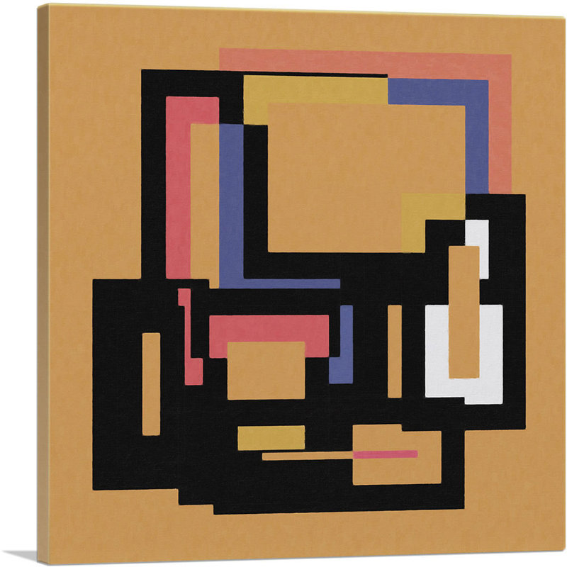 «Mid-Century Modern Composition in Orange», reproduction d'art sur toile tendue, H 26 po x l 26 po x P 0,75 po